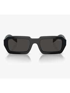Prada PR 16K 08Z Rectangle Sunglasses Black Plastic Frame